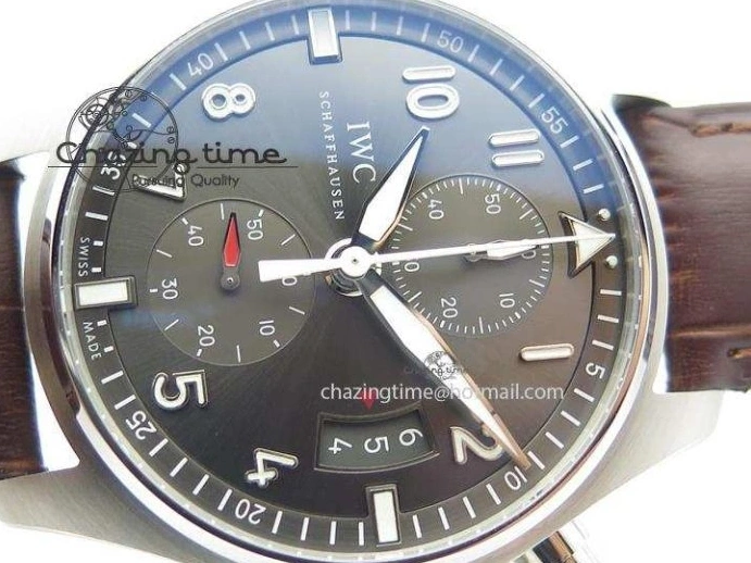 MIROTIME 0822 Cozy Pilot Chrono SS IW387802 V6F 1:1 Best Edition On Brown Leather Strap A 7323